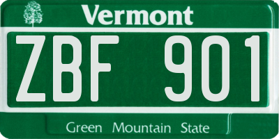 VT license plate ZBF901
