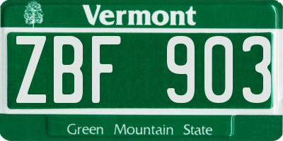 VT license plate ZBF903