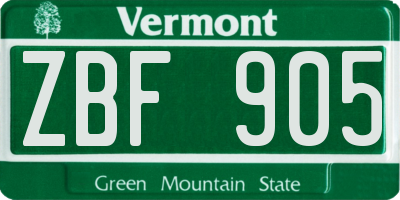 VT license plate ZBF905