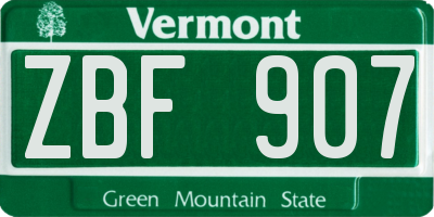 VT license plate ZBF907