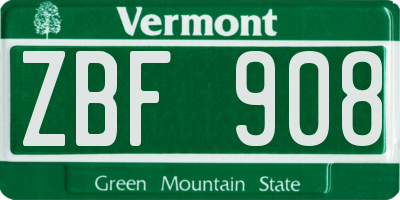 VT license plate ZBF908