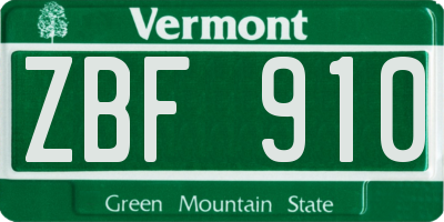 VT license plate ZBF910