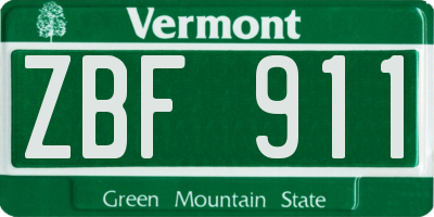 VT license plate ZBF911