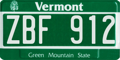 VT license plate ZBF912