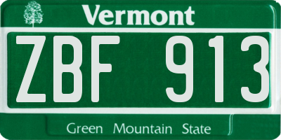 VT license plate ZBF913