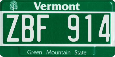 VT license plate ZBF914