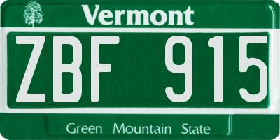 VT license plate ZBF915