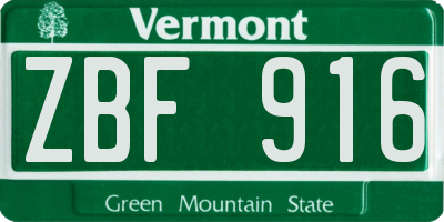 VT license plate ZBF916