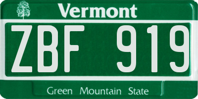 VT license plate ZBF919