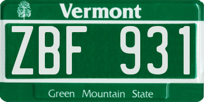 VT license plate ZBF931