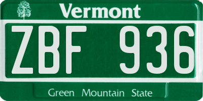 VT license plate ZBF936