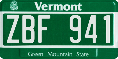 VT license plate ZBF941