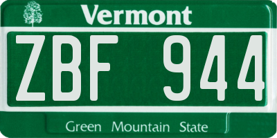 VT license plate ZBF944