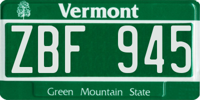 VT license plate ZBF945