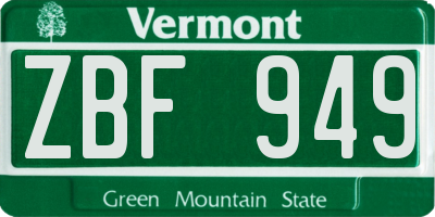 VT license plate ZBF949