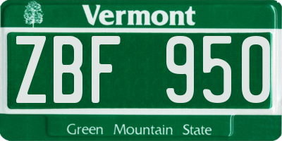 VT license plate ZBF950