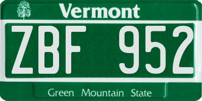 VT license plate ZBF952