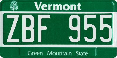 VT license plate ZBF955