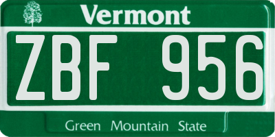 VT license plate ZBF956