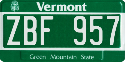 VT license plate ZBF957