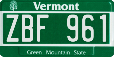 VT license plate ZBF961