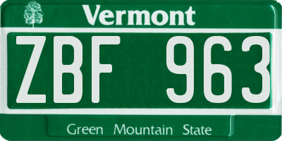 VT license plate ZBF963