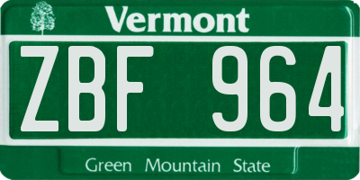 VT license plate ZBF964