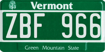 VT license plate ZBF966