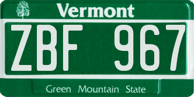 VT license plate ZBF967