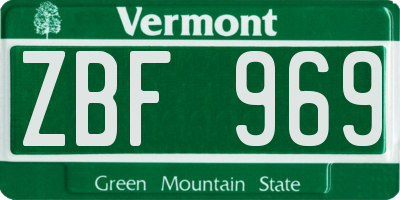 VT license plate ZBF969