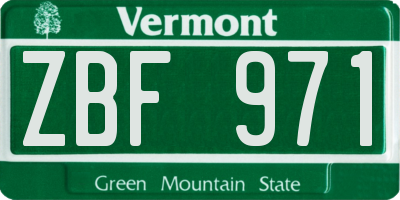 VT license plate ZBF971