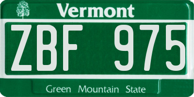 VT license plate ZBF975