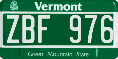 VT license plate ZBF976