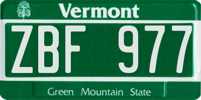 VT license plate ZBF977