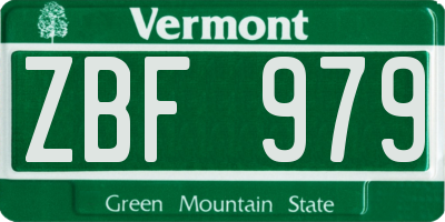 VT license plate ZBF979
