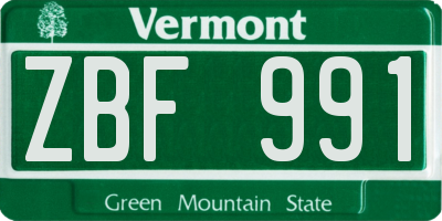 VT license plate ZBF991