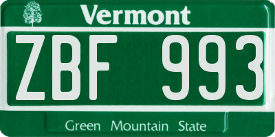 VT license plate ZBF993