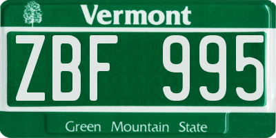 VT license plate ZBF995