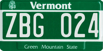 VT license plate ZBG024