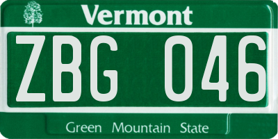 VT license plate ZBG046