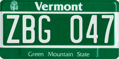 VT license plate ZBG047