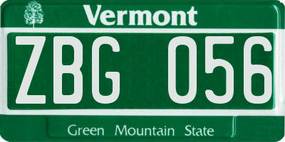 VT license plate ZBG056
