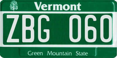 VT license plate ZBG060