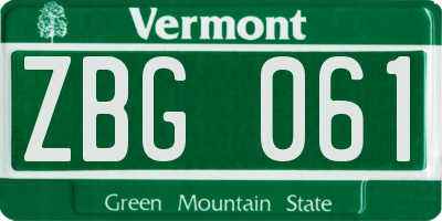 VT license plate ZBG061