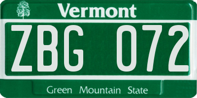 VT license plate ZBG072