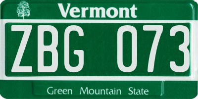VT license plate ZBG073