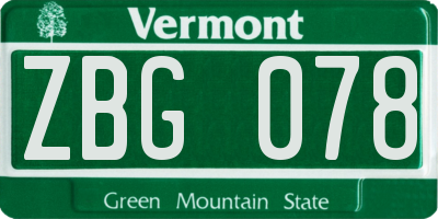 VT license plate ZBG078