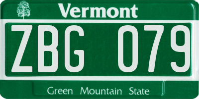 VT license plate ZBG079