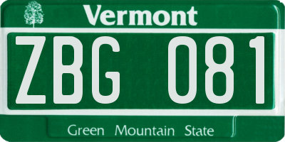VT license plate ZBG081