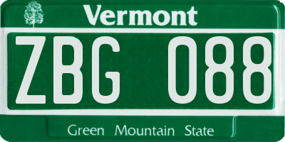 VT license plate ZBG088